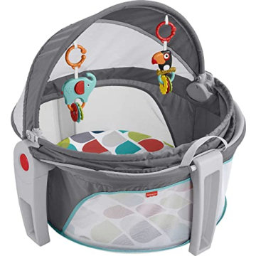 Fisher-Price Portable Bassinet On-The-Go Baby Dome, Travel Play Space with Developmental Newborn Toy...