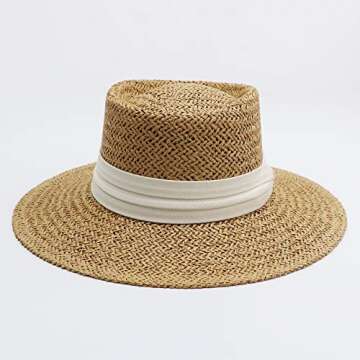 Jiaoji Women's Stylish Panama Straw Hat for Summer