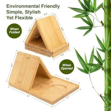 Bamboo Triangle Book Holder - Foldable Book Valet Stand, Gifts for Book Lovers, Book Nook Reading Valet for Kindle, Book Rest with Free Page Holder, No Assembly Required (Natural)