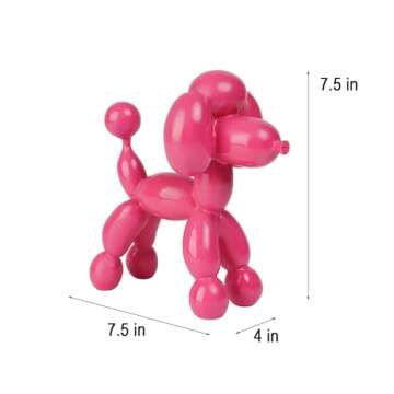Guichifun Balloon Dog Décor Sculptures Home Décor - 7" Cute Resin Pink Poodle Dog Figurines for Shelf Bookshelf Modern Décor Bedroom Office Decorations Gift for Animal Lovers 7.5 x 4 x 7.5 Inch