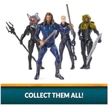 DC Comics, Aquaman Volcanic Island Pack (Amazon Exclusive), 4 Collectible Action Figures with Accessories, Superhero Kids Toys for Boys Ages 3+