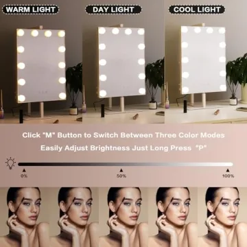 BWLLNI Lighted Vanity Mirror with Storage Shelves and Dimmable LED Lights