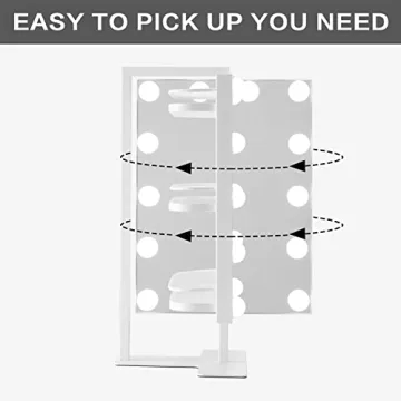 BWLLNI Lighted Vanity Mirror with Storage Shelves and Dimmable LED Lights