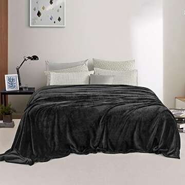 EIUE Comfortable Flannel Throw Blanket - Cozy, Soft, All-Season Fleece Quilt