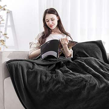 EIUE Flannel Throw Blanket - Cozy Full Body Fleece Quilt