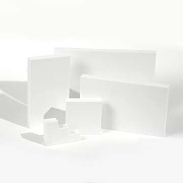 GISELA D Rectangle Stereo Geometric Shape Foam Photography Props Set Three-dimensional Scene Shooting Backdrop Ornament Indoor Posing Photo Decor Background 5Pcs (White)