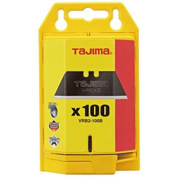 Tajima VRB2-100B V-REX II Premium Tempered Steel Utility Knife Blades, 100-Pack