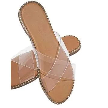 Stylish JeimPoey Women's Studded Flat Sandals for Summer