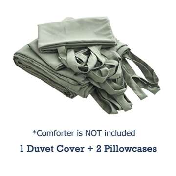 M&Meagle Duvet Cover Green,Solid Color Bowknot Design,100% Microfiber Treated by Washed Cotton Process,Feels Like a Very Soft Cotton-King Size (3Pcs,1 Duvet Cover 2 Pillowcases)