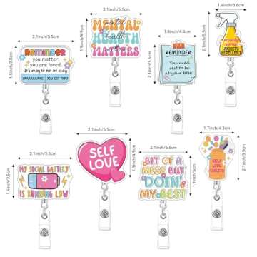 Cute Funny Retractable Badge Reel - 8PCS Nursing Retractable Badge Holders Alligator Clip Accessorie...