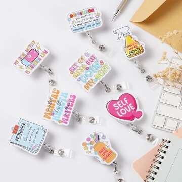 Cute Funny Retractable Badge Reel Set for Nurses, Teachers