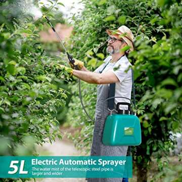 SideKing 1.35 Gallon/5L Battery Powered Sprayer, Electric Sprayer with USB Rechargeable Handle, Port...