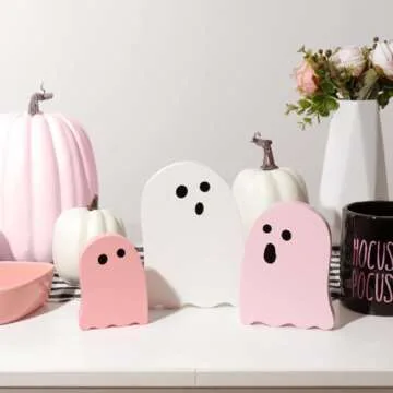 Treory Halloween Ghost Decorations - Cute Wood Signs
