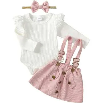 Cute Baby Girl Long Sleeve Ruffle Romper & Dress Set