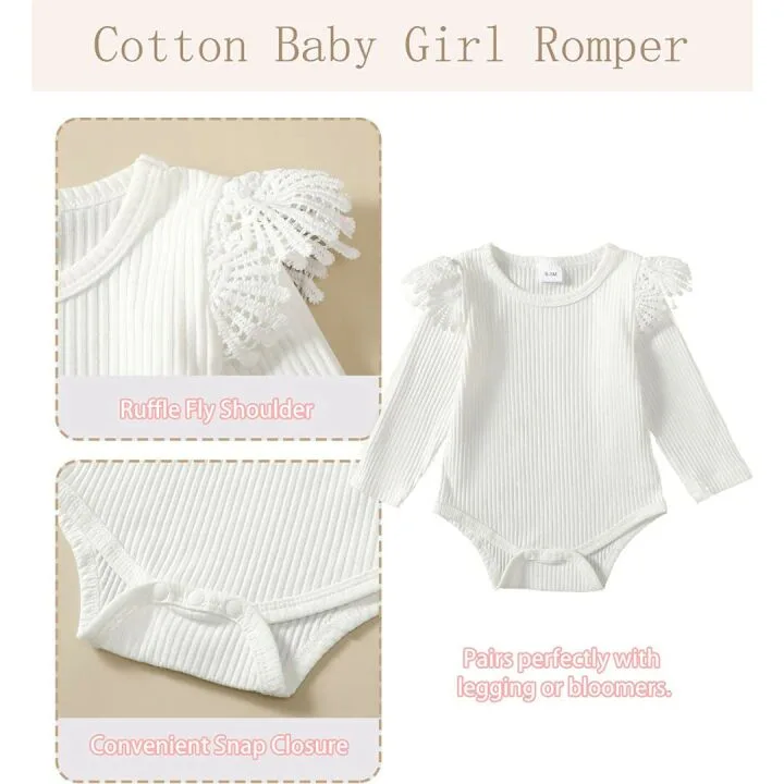 Cute Baby Girl Long Sleeve Ruffle Romper & Dress Set