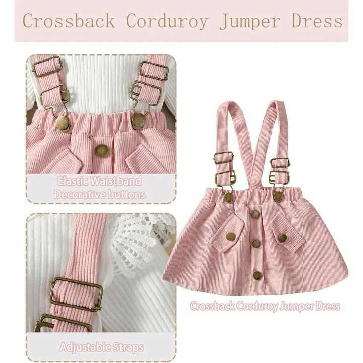 Cute Baby Girl Long Sleeve Ruffle Romper & Dress Set