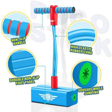 Toys for 3-12 Year Old Boys Girls, Foam Pogo Jumper for Kids Gifts for 3-12 Year Old Boys Girls Pogo Stick Toys for Boys Age 3-12 Autism Toys Christmas Birthday Gifts Stocking Stuffers（Sky Blue）