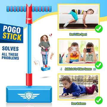 Toys for 3-12 Year Old Boys Girls, Foam Pogo Jumper for Kids Gifts for 3-12 Year Old Boys Girls Pogo Stick Toys for Boys Age 3-12 Autism Toys Christmas Birthday Gifts Stocking Stuffers（Sky Blue）