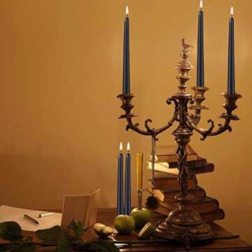 Arosky 20 Pack Black Taper Candles,7-8 Hours Burn Time,Unscented,Smokeless and Dripless,4/5x10 Inch Dinner Candle Set for Household,Wedding,Party,Halloween and Home Décor Candlesticks (AS-BTC-20)