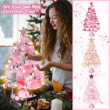 Vibrant Pink Tabletop Christmas Tree for Holiday Cheer