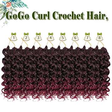 Vomella GoGo Curl Crochet Hair 8 Packs Water Wave Crochet Hair 10 Inch Curly Crochet Hair for Women Short Beach Curl Crochet Hair Synthetic Deep Twist Crochet Hair Extensions(Tbug#)
