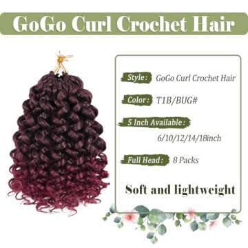 Vomella GoGo Curl Crochet Hair 8 Packs Water Wave Crochet Hair 10 Inch Curly Crochet Hair for Women Short Beach Curl Crochet Hair Synthetic Deep Twist Crochet Hair Extensions(Tbug#)