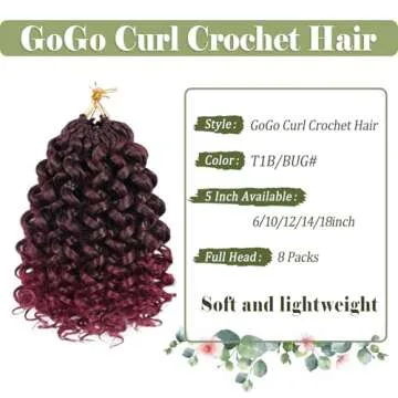 Vomella GoGo Curl Crochet Hair 8 Packs Water Wave Crochet Hair 10 Inch Curly Crochet Hair for Women Short Beach Curl Crochet Hair Synthetic Deep Twist Crochet Hair Extensions(Tbug#)