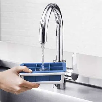 OXO Good Grips Silicone Stackable Ice Cube Tray with Lid - Large Cube, Dark Blue