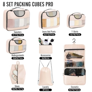 Veken 8 Set Packing Cubes for Travel Organization