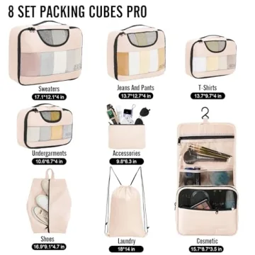 Veken 8 Set Packing Cubes for Travel Organization
