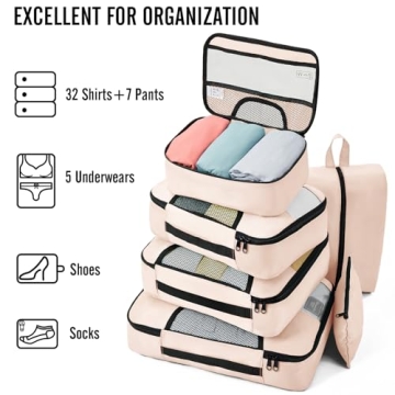 Veken 8 Set Packing Cubes for Travel Organization