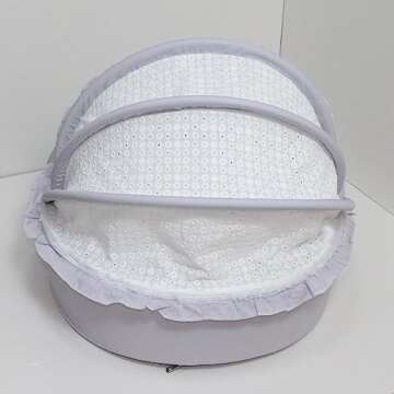 SmileyTails Pet Nest Luxury Deluxe Princess Cozy Bed Sofa Bench Dog Cat Puppy Kitten Kennel Nest Couch Cushion Items Supplies (Cradle Bed for Pets, Medium)