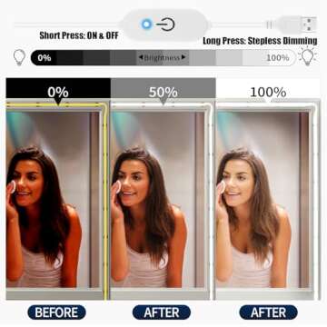 COB LED Strip Light 5V USB Powered, 6.56FT/2M 640LEDs Dimmable LED Vanity Mirror Lights CRI90+ LED W...