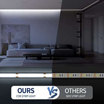 COB LED Strip Light 5V USB Powered, 6.56FT/2M 640LEDs Dimmable LED Vanity Mirror Lights CRI90+ LED White Light,Flexible Under Cabinet Tape Light for Bedroom,Kitchen,Home Vanity Mirror Lighting