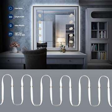 COB LED Strip Light 5V USB Powered, 6.56FT/2M 640LEDs Dimmable LED Vanity Mirror Lights CRI90+ LED White Light,Flexible Under Cabinet Tape Light for Bedroom,Kitchen,Home Vanity Mirror Lighting