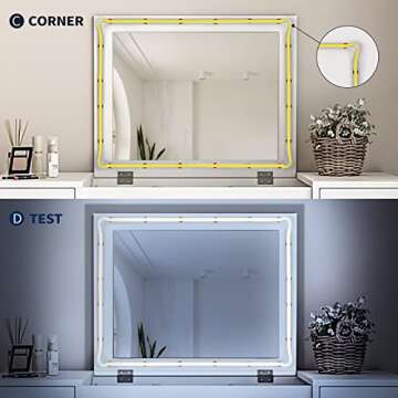 COB LED Strip Light 5V USB Powered, 6.56FT/2M 640LEDs Dimmable LED Vanity Mirror Lights CRI90+ LED White Light,Flexible Under Cabinet Tape Light for Bedroom,Kitchen,Home Vanity Mirror Lighting