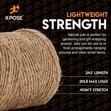 Jute Twine - 3 Ply Brown Roll 243' Jute Twine for Crafts - Soft Yet Strong Natural Jute String, Burlap String, Wrapping, Packing Materials, Decorative Rope Cord for Hanging Craft Ornaments