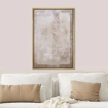 SIGNWIN Framed Canvas Print Wall Art Pastel Grunge Watercolor Gray Abstract Shapes Illustrations Modern Art Decorative Minimalism for Living Room, Bedroom, Office - 24"x36" Natural