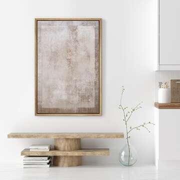 SIGNWIN Framed Canvas Print Wall Art Pastel Grunge Watercolor Gray Abstract Shapes Illustrations Modern Art Decorative Minimalism for Living Room, Bedroom, Office - 24"x36" Natural