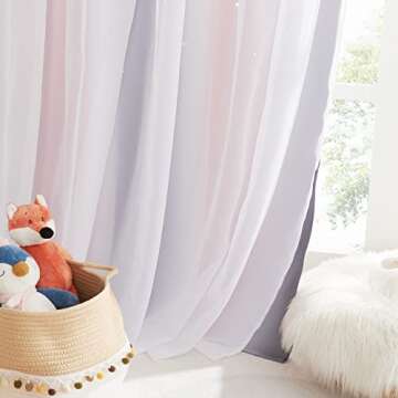 NICETOWN Curtains for Girls Bedroom Kids Curtain Hollow-Out Star Window Drapes Curtain 63 inches Length Room Darkening Grommet 2 Layers, 2 Panels, Pink & Grey, W52 x L63 inches