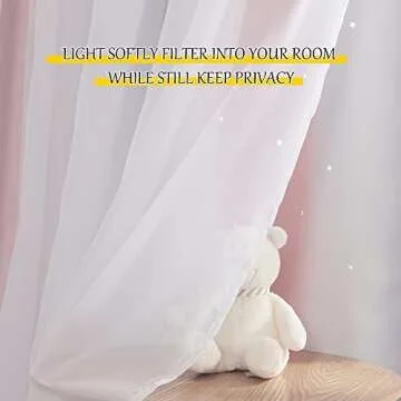 NICETOWN Curtains for Girls Bedroom Kids Curtain Hollow-Out Star Window Drapes Curtain 63 inches Length Room Darkening Grommet 2 Layers, 2 Panels, Pink & Grey, W52 x L63 inches