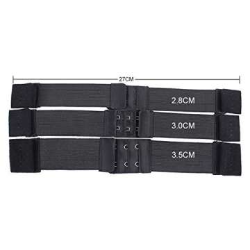 Leeven 5Pcs Adjustable Elastic Bands for Sewing Black Wig Elastic Band with Hooks Adjustable Wig Straps Elastic Band for Bra/Wigs Lace Closure Lave Frontal 30mm (1.18 Inch)