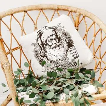 OLYCRAFT 2Pcs 8.7x11 Inch Santa Claus Self-Adhesive Silk Screen Printing Stencil Merry Christmas Mesh Stencils Christmas Theme Reusable Mesh Stencils Transfer for DIY T-Shirt Fabric Painting