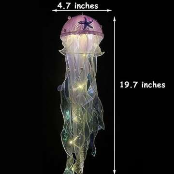 Seasons Stars SSDecor Jellyfish Lamp Led Lantern Decorations for Nursery Birthday Gift | Ocean Theme Décor | Pink Hanging Jelly Fish Light for Bedroom Little Mermaid Birthday Party Baby Shower