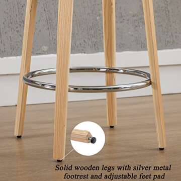 DUOMAY Modern Bar Stools Set of 2, 26" Counter Height Stools with Barrel Back, White Sherpa Kitchen Island Chair with Wood Legs for Dining Room Bar Coffee Shop