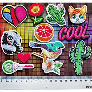 Qingxi Charm 48pcs Random Assorted Styles Sewing on/Iron on Embroidered Patches Clothes Dress Hat Pants Shoes Curtain Sewing Decorating DIY Craft Embarrassment Applique Patches(Assorted 48pcs)