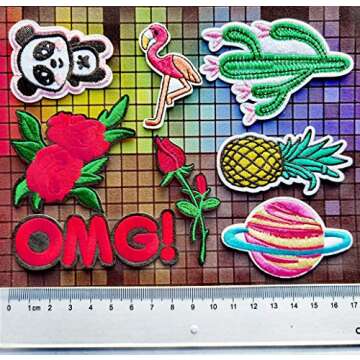 Qingxi Charm 48pcs Random Assorted Styles Sewing on/Iron on Embroidered Patches Clothes Dress Hat Pants Shoes Curtain Sewing Decorating DIY Craft Embarrassment Applique Patches(Assorted 48pcs)