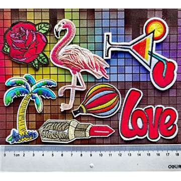 Qingxi Charm 48pcs Random Assorted Styles Sewing on/Iron on Embroidered Patches Clothes Dress Hat Pants Shoes Curtain Sewing Decorating DIY Craft Embarrassment Applique Patches(Assorted 48pcs)