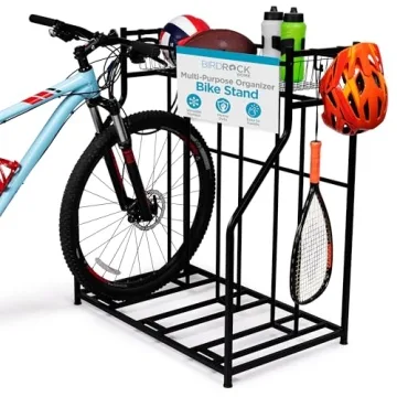 BIRDROCK HOME Bike Rack Garage Storage Floor Stand - Freestanding Organizer for Outdoor Yard - Uprig...