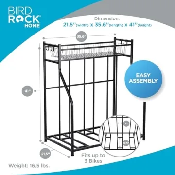 BIRDROCK HOME Bike Rack for 3 Bikes - Durable & Space-Saving